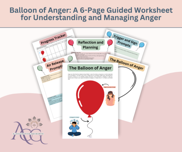 The Anger Balloon Metaphor Worksheet is a counselling resource to help manage anger, identify triggers, and support emotional regulation