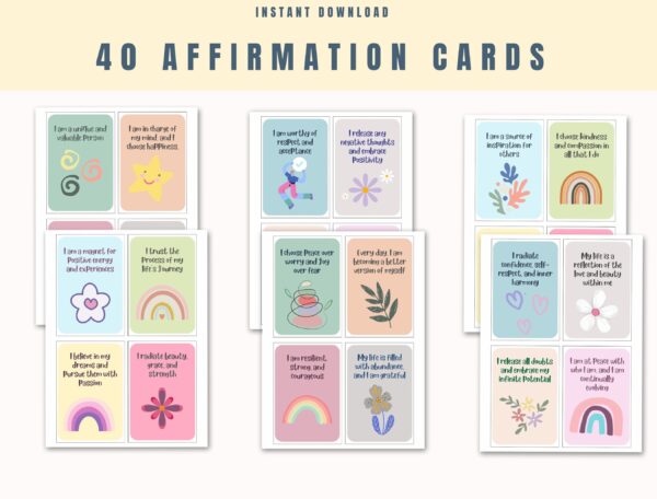 Positive Affirmation Cards, digital download for daily motivation and empowerment, printable inspirational cards - Image 2
