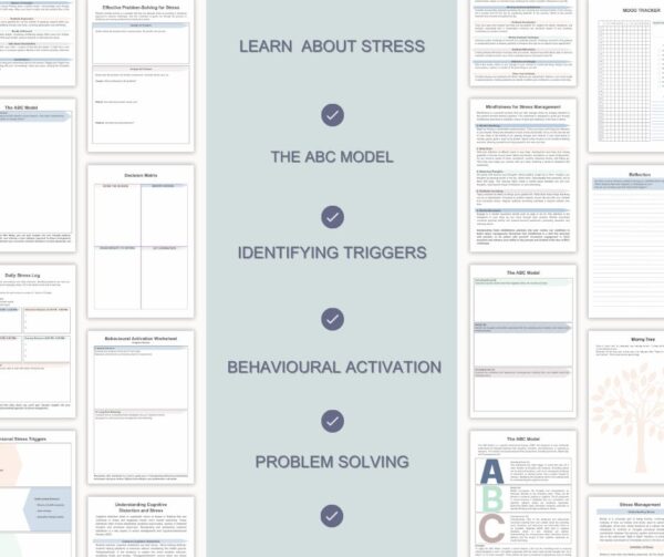 Stress Management Workbook / Stress Management / therapy worksheets / CBT worksheet / behavioural activation / coping strategies