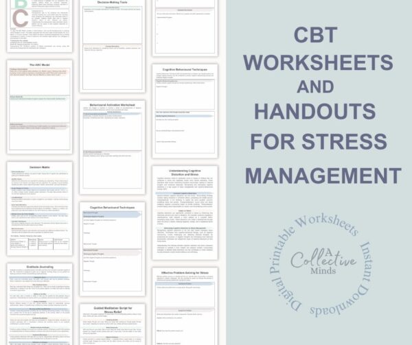 Stress Management Workbook / Stress Management / therapy worksheets / CBT worksheet / behavioural activation / coping strategies
