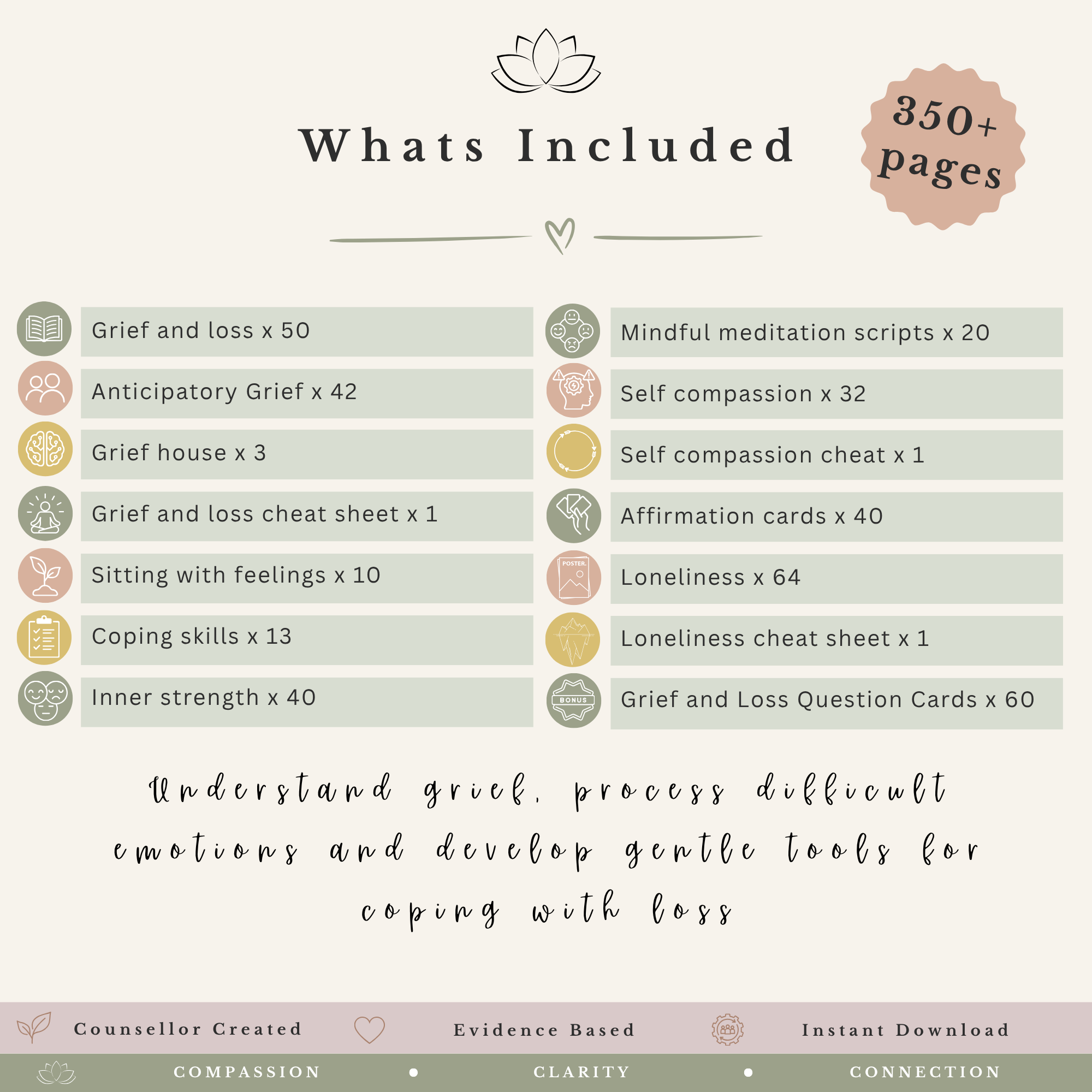 Grief & Loss Workbook Bundle - Bereavement Worksheets & Grief Therapy Resources - Image 2