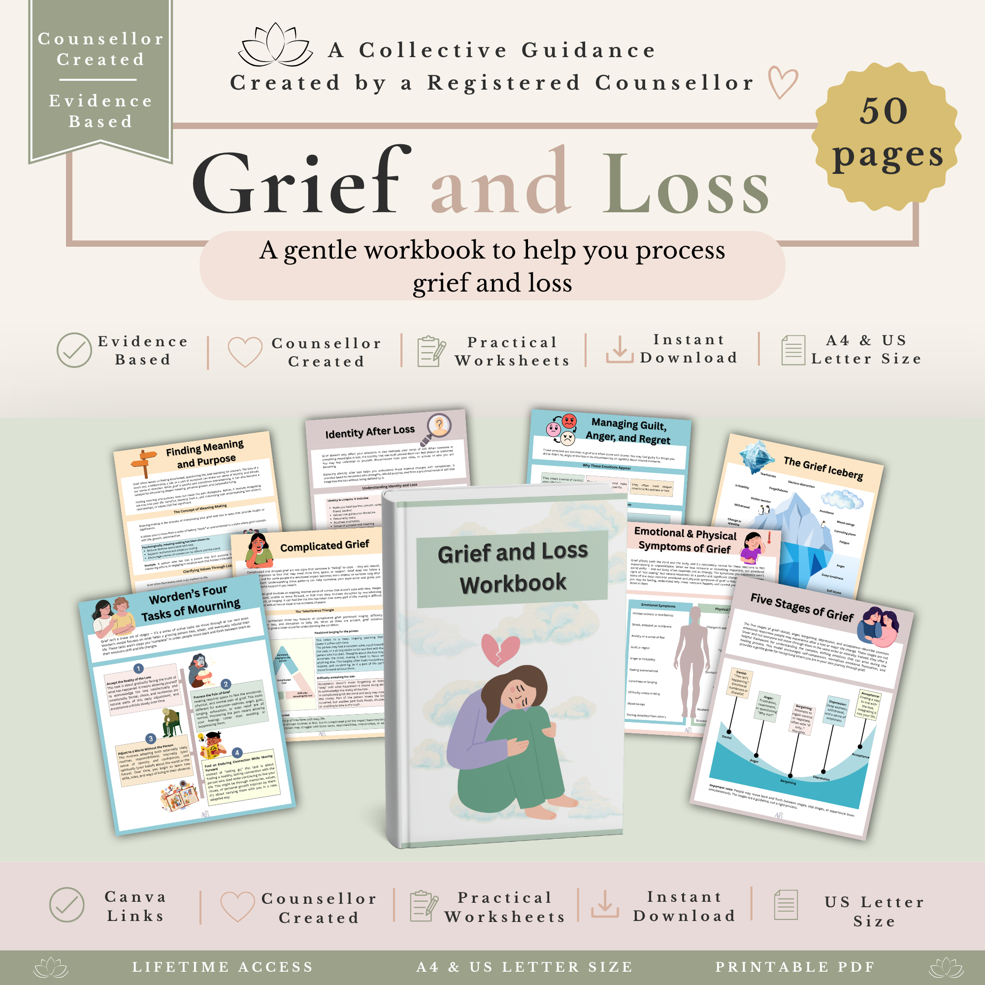 Grief & Loss Workbook Bundle - Bereavement Worksheets & Grief Therapy Resources - Image 3