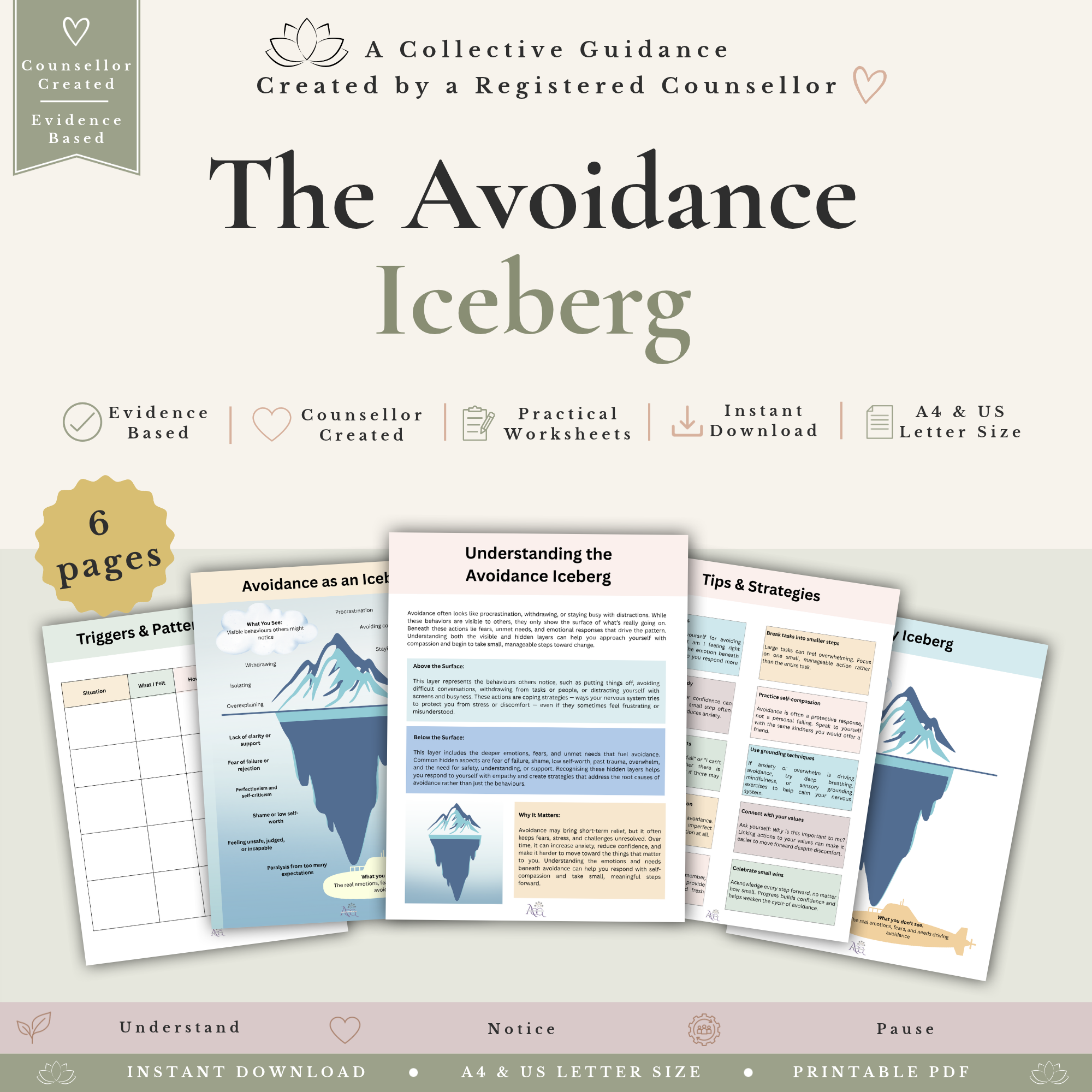 Therapy Iceberg Worksheet Bundle - CBT, ADHD & Perfectionism Worksheets - Image 5