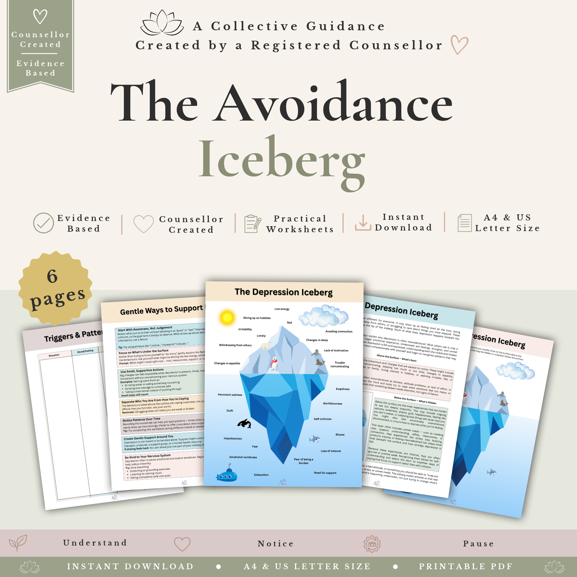 Therapy Iceberg Worksheet Bundle - CBT, ADHD & Perfectionism Worksheets - Image 7