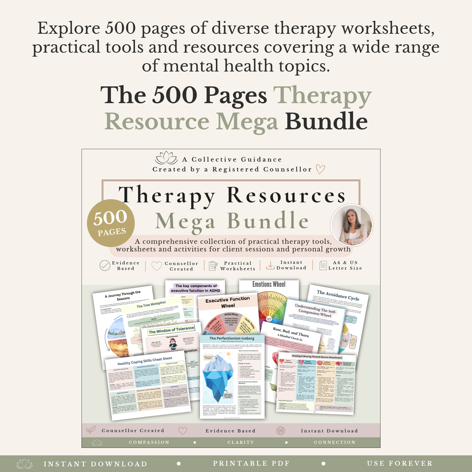 Therapy Worksheets Mega Bundle - 580 Mental Health Resources & ACT Tools - Image 11