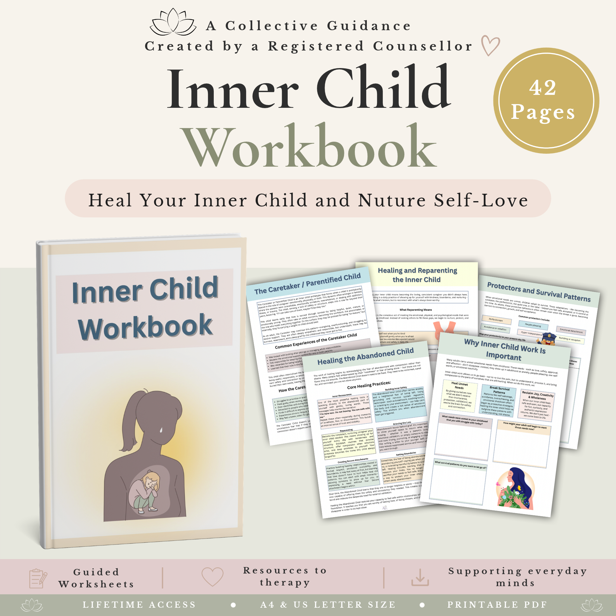 Inner Child Workbook Bundle - Inner Child Healing Worksheets & Self-Compassion Resources - Image 3