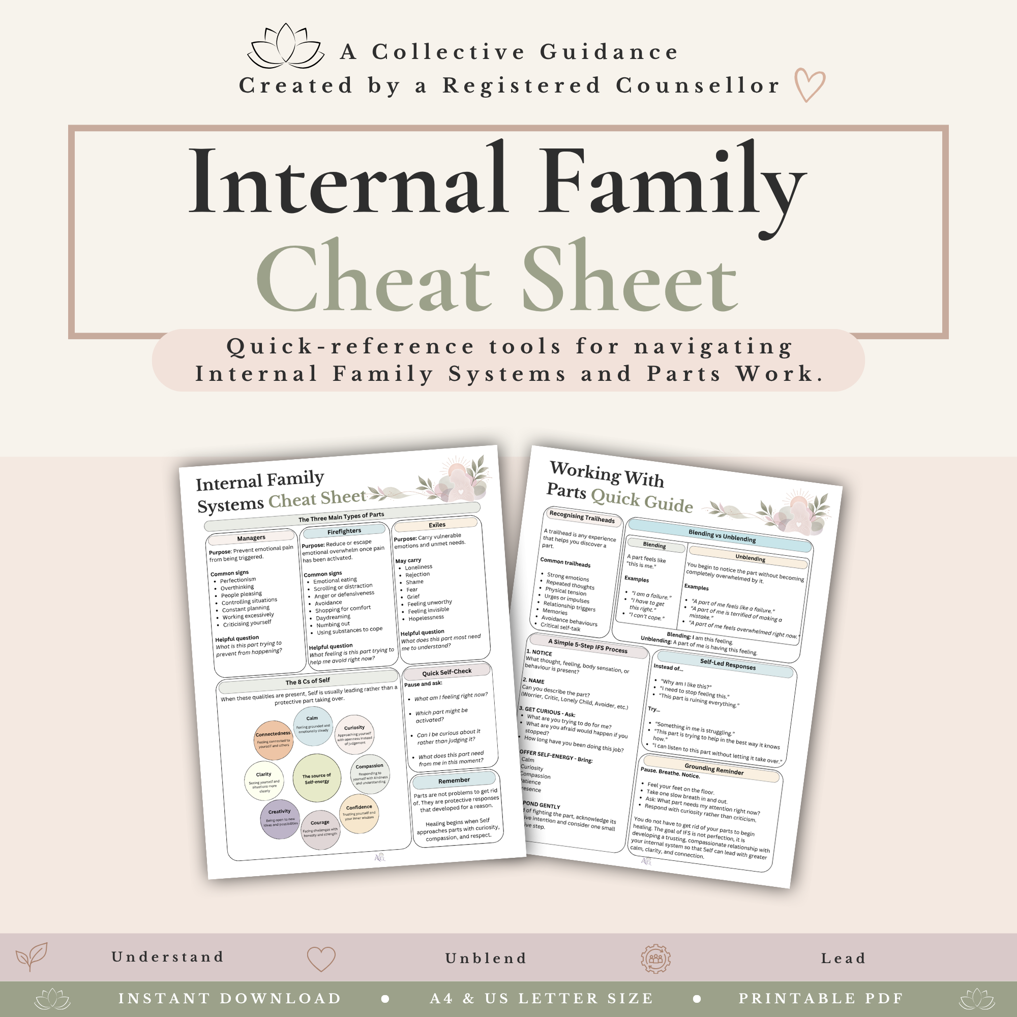 IFS Therapy Bundle - Internal Family Systems Worksheets & Parts Work Resources - Image 7